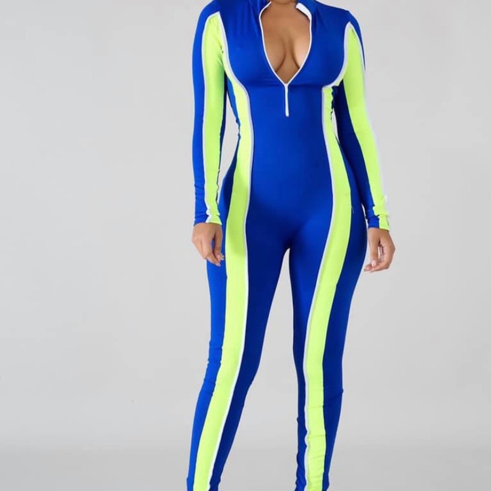 Blue & Lime Green JumpSuit